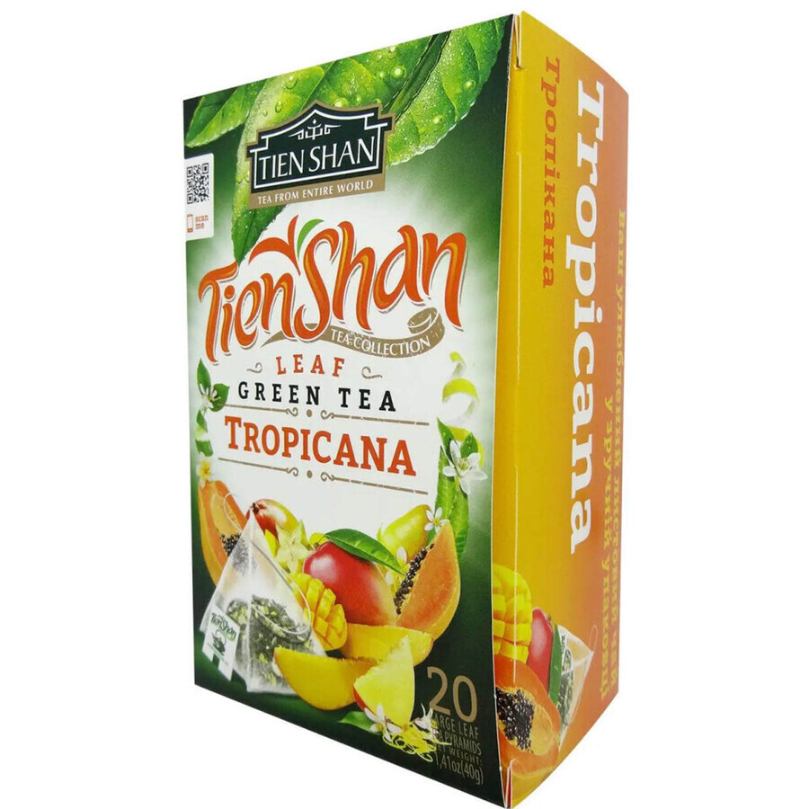 Чай зеленый Tien Shan Тропикана фильтр-пакет по 2 г упаковка 20 шт : цены и характеристики