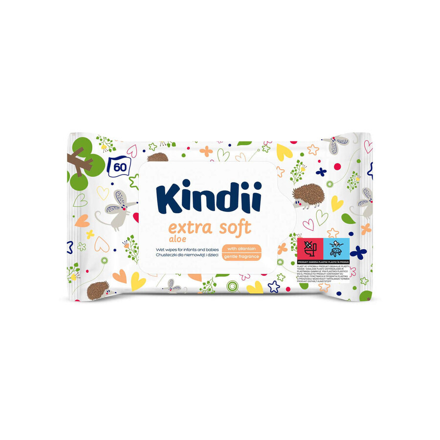 Салфетки влажные Kindii Extra Soft детские №60 : цены и характеристики