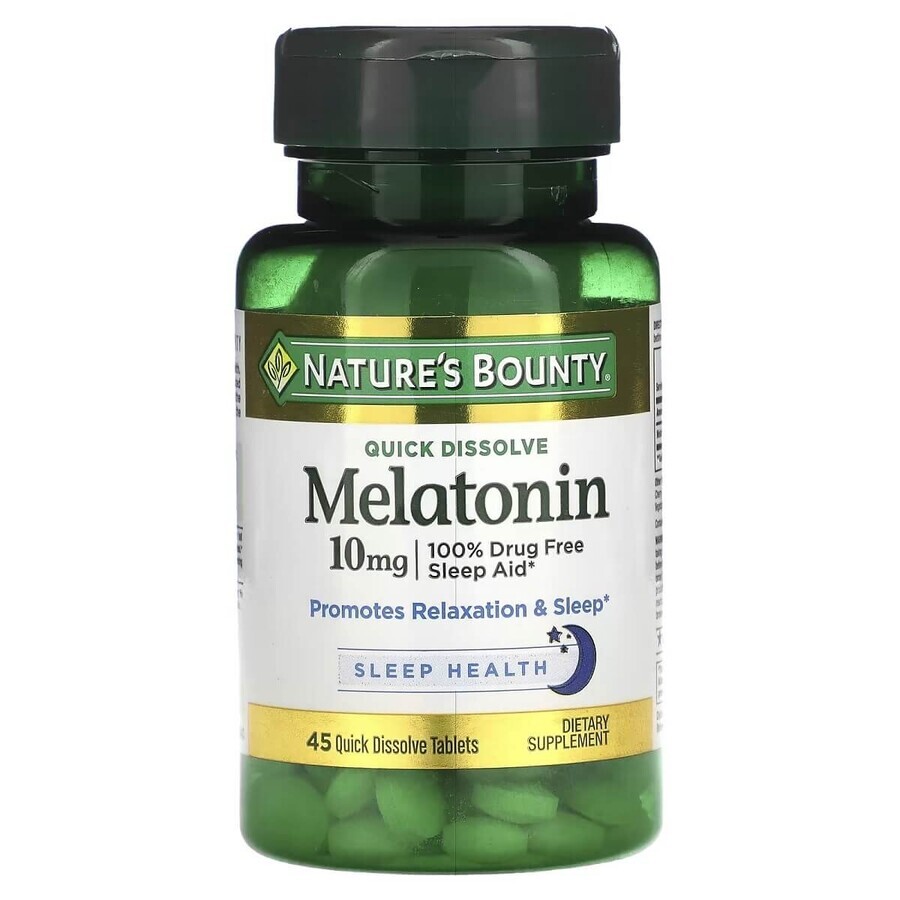 Мелатонін швидко розчинний, 10 мг, смак вишні, Melatonin, Nature's Bounty, 45 таблеток: ціни та характеристики