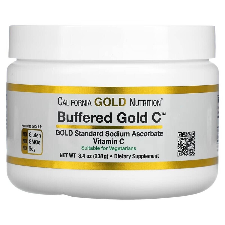 Буферизированный Витамин C 1000 мг, некислый порошок, Buffered Gold C, Non-Acidic Vitamin C Powder, Sodium Ascorbate, California Gold Nutrition, 238 г: цены и характеристики