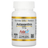 Астаксантин 12 мг, Astaxanthin, Astalif Pure Icelandic, California Gold Nutrition, 30 вегетаріанських капсул