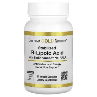 R-Липоевая Кислота, Stabilized R-Lipoic Acid, California Gold Nutrition, 30 вегетарианских капсул