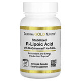 R-Ліпоєва Кислота, Stabilized R-Lipoic Acid, California Gold Nutrition, 30 вегетаріанських капсул