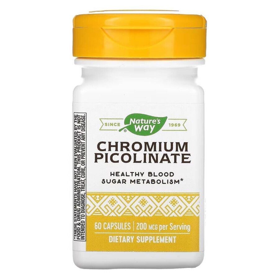 Хром Піколінат, 200 мкг, Chromium Picolinate, Nature's Way, 60 капсул: ціни та характеристики