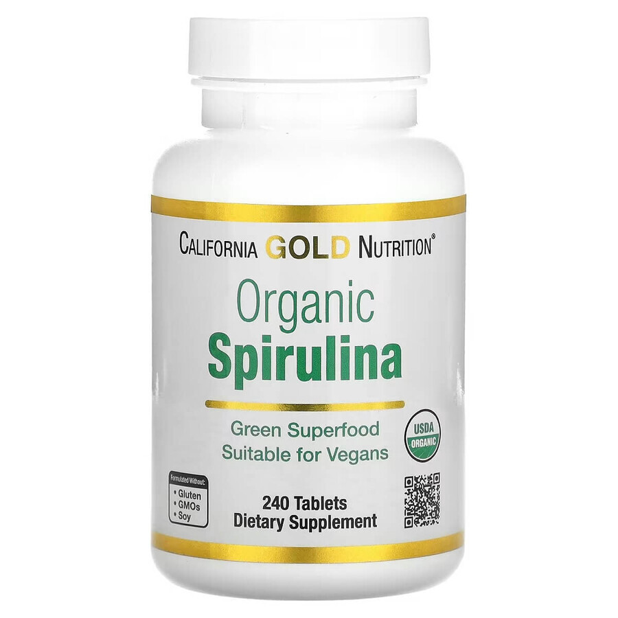 Спіруліна органічна, 500 мг, Organic Spirulina, California Gold Nutrition, 240 таблеток: ціни та характеристики