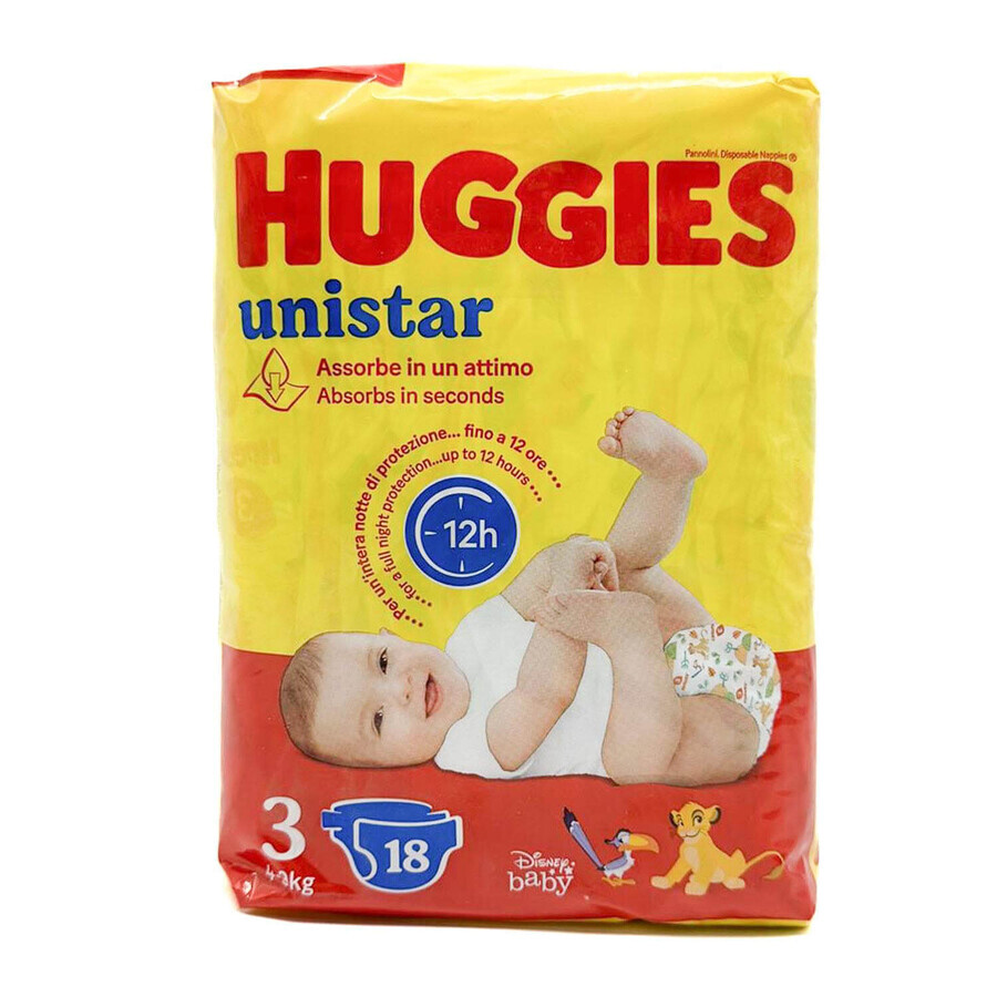 Подгузники для детей Huggies Unistar унисекс размер Midi 3 от 4 до 9 кг №18: цены и характеристики