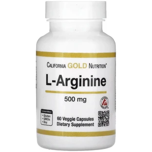 L-Аргінін, 500 мг, L-Arginine, California Gold Nutrition, 60 вегетаріанських капсул