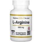 L-Аргінін, 500 мг, L-Arginine, California Gold Nutrition, 60 вегетаріанських капсул: ціни та характеристики