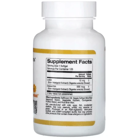 Лютеїн із зеаксантином, 10 мг, Lutein with Zeaxanthin, California Gold Nutrition, 120 вегетаріанських капсул: ціни та характеристики