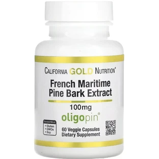 Екстракт кори французької приморської сосни, олігопін, 100 мг, French Maritime Pine Bark Extract, Oligopin, California Gold Nutrition, 60 вегетаріанських капсул