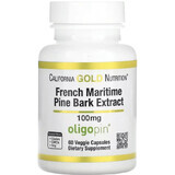 Экстракт коры французской приморской сосны, олигопин, 100 мг, French Maritime Pine Bark Extract, Oligopin, California Gold Nutrition, 60 вегетарианских капсул