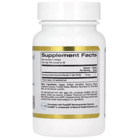 Пірролохінолінхінон PQQ, 20 мг, California Gold Nutrition, 30 вегетаріанських капсул: ціни та характеристики