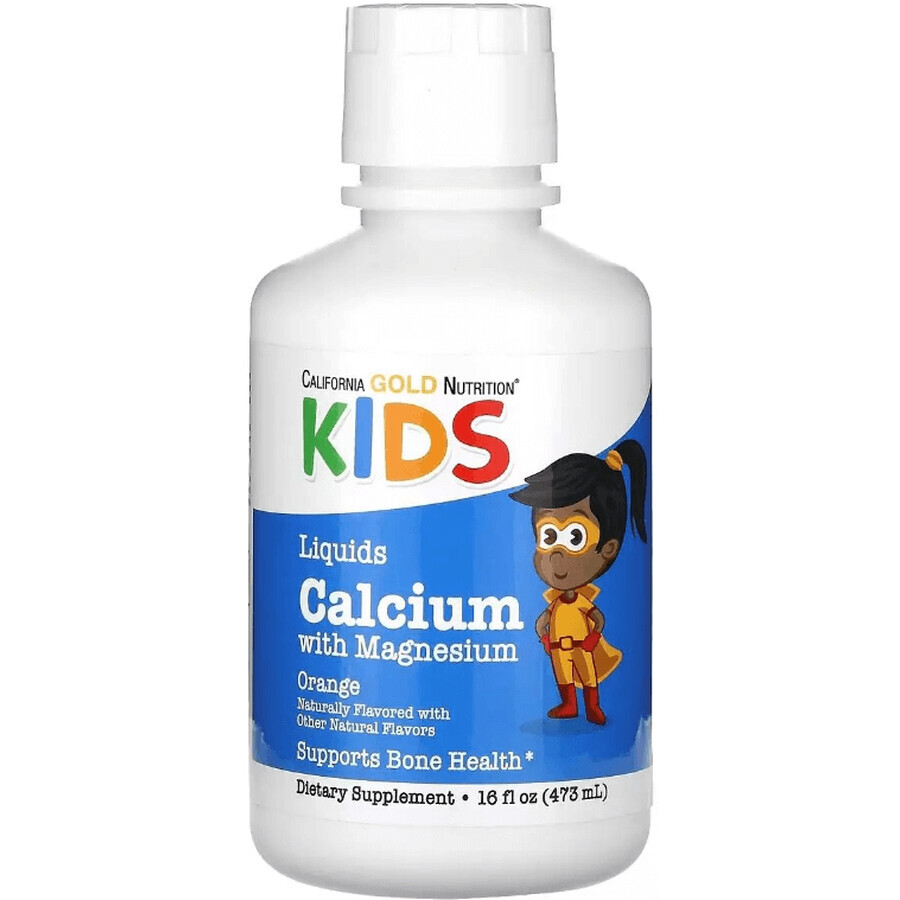 Детский жидкий кальций с магнием, вкус апельсина, Children's Liquid Calcium with Magnesium, California Gold Nutrition, 473 мл: цены и характеристики