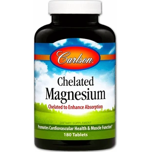 Магній Хелат, Chelated Magnesium, Carlson, 180 таблеток