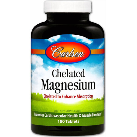 Магний Хелат, Chelated Magnesium, Carlson,180 таблеток