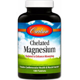 Магній Хелат, Chelated Magnesium, Carlson, 180 таблеток