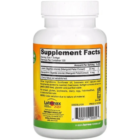Лютеїн, 20 мг, Lutein, Jarrow Formulas, 120 гелевих капсул: ціни та характеристики
