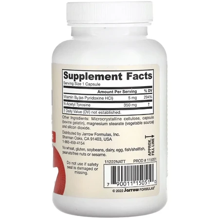 N-ацетил Тирозин, 350 мг, N-Acetyl Tyrosine, Jarrow Formulas, 120 капсул: ціни та характеристики