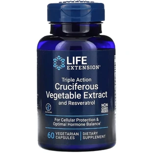 Екстракт хрестоцвітої потрійної дії з ресвератролом, Triple Action Cruciferous Vegetable Extract with Resveratrol, Life Extension, 60 вегетаріанських капсул