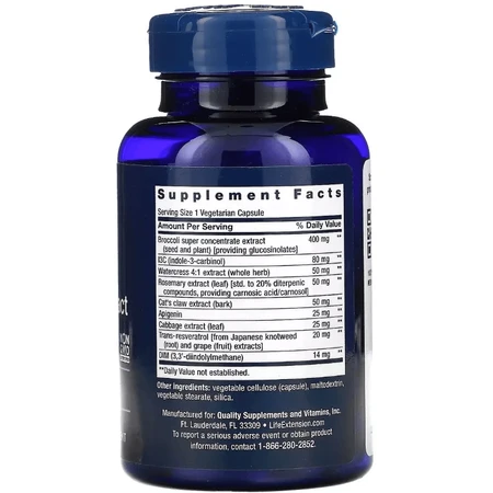 Екстракт хрестоцвітої потрійної дії з ресвератролом, Triple Action Cruciferous Vegetable Extract with Resveratrol, Life Extension, 60 вегетаріанських капсул: ціни та характеристики