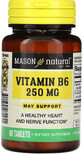 Вітамін B6, 250 мг, Vitamin B6, Mason Natural, 60 таблеток