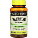 Валеріана, 500 мг, Whole Herb Valerian, Mason Natural, 60 капсул: ціни та характеристики
