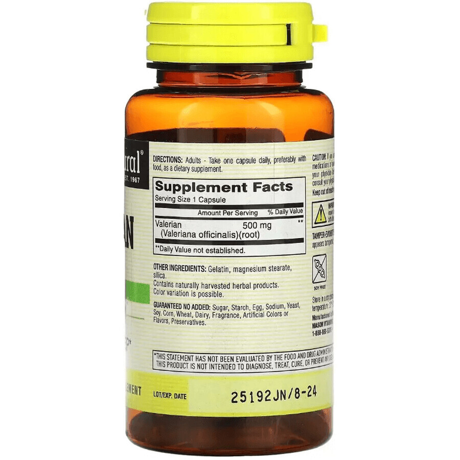 Валериана, 500 мг, Whole Herb Valerian, Mason Natural, 60 капсул: цены и характеристики