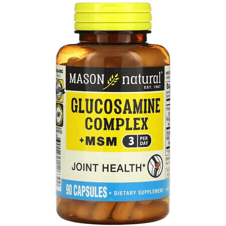 Комплекс глюкозамина с МСМ, Glucosamine Complex + MSM, Mason Natural, 90 капсул