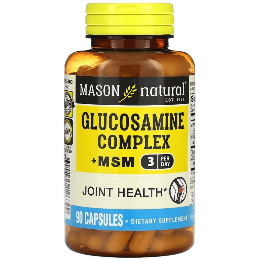 Комплекс глюкозаміну з МСМ, Glucosamine Complex + MSM, Mason Natural, 90 капсул: ціни та характеристики