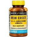 Поддержка Мужской Силы с L-аргинином и макой, Vein Erect with L-Arginine & Maca, Mason Natural, 80 капсул