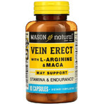 Підтримка Чоловічої Сили з L-аргініном та макою, Vein Erect with L-Arginine & Maca, Mason Natural, 80 капсул: ціни та характеристики