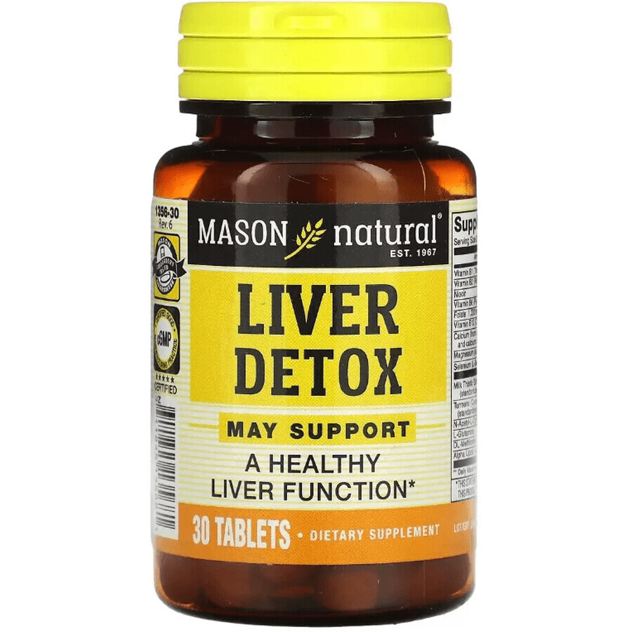 Детокс печени, Liver Detox, Mason Natural, 30 таблеток: цены и характеристики