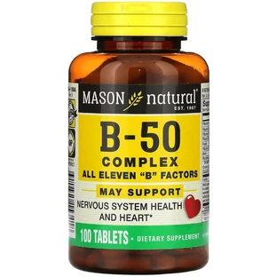 Комплекс B-50, B-50 Complex, Mason Natural, 100 таблеток