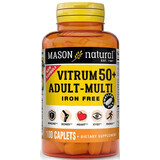 Мультивитамины 50+ без железа, Vitrum 50+ Adult-Multi Iron Free, Mason Natural, 100 каплет