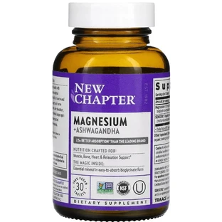 Магній та Ашваганда, Magnesium + Ashwagandha, New Chapter, 30 вегетеріанських капсул