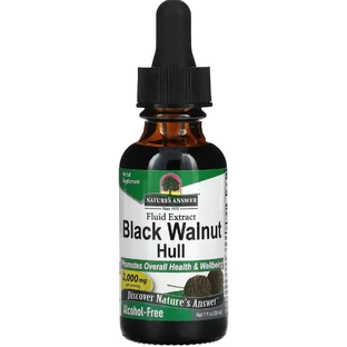 Чорний горіх, екстракт у краплях без спирту, 2000 мг, Black Walnut Hull, Fluid Extract, Alcohol-Free, Nature's Answer, 30 мл