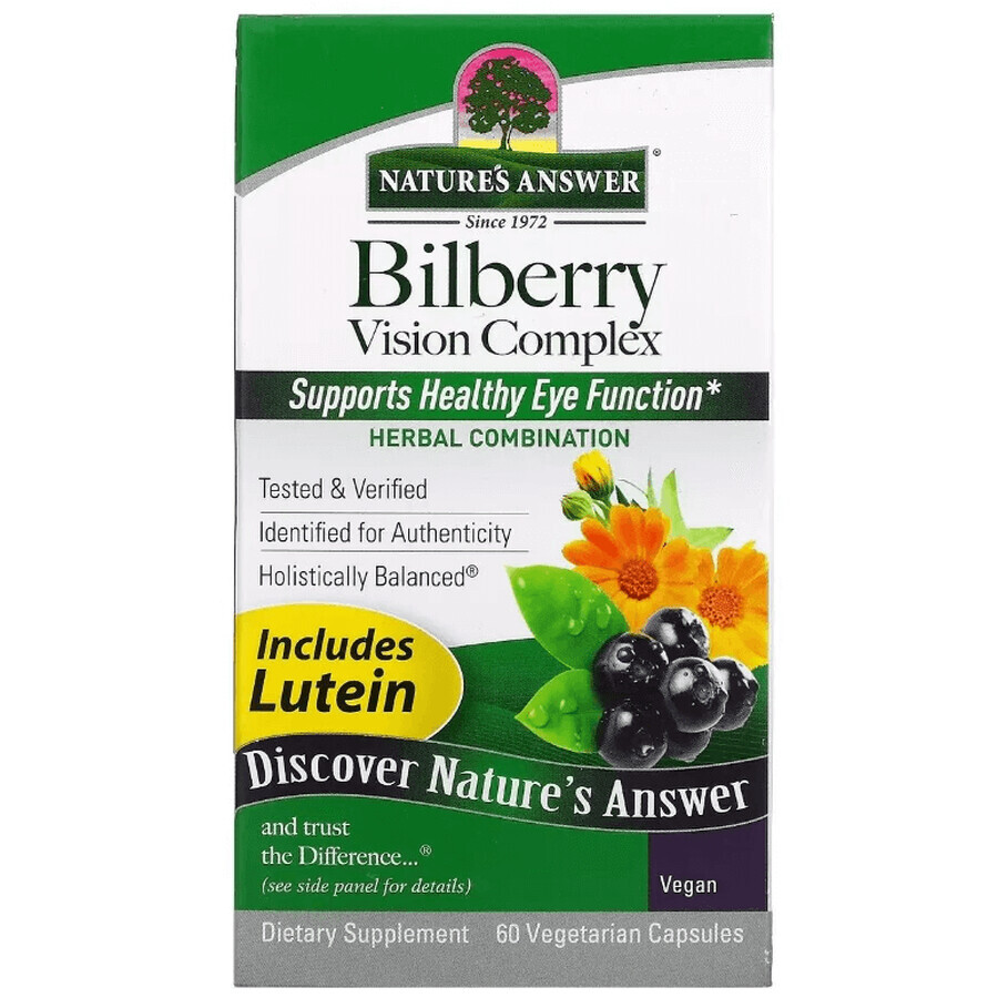 Комплекс для зрения с черникой, Bilberry Vision Complex, Nature's Answer, 60 вегетарианских капсул: цены и характеристики