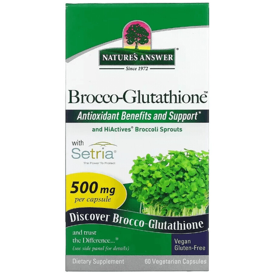 Брокко-глутатион, 500 мг, Brocco-Glutathione, Nature's Answer, 60 вегетарианских капсул: цены и характеристики