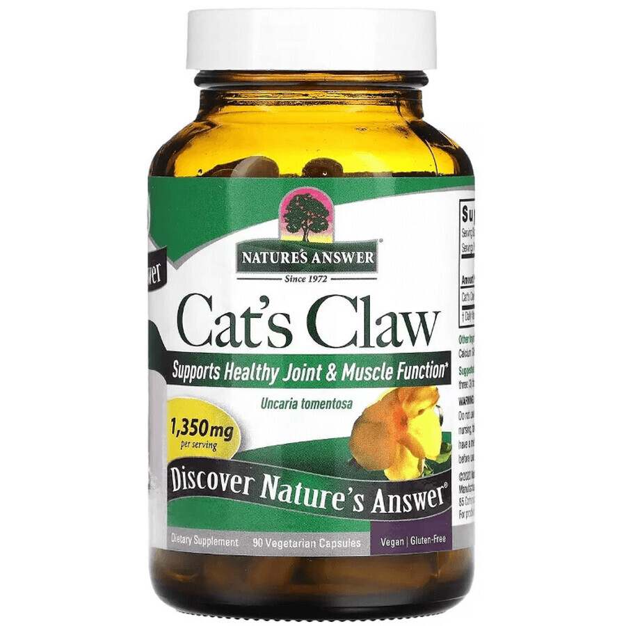 Котячий кіготь, 1350 мг, Cat's Claw, Nature's Answer, 90 вегетаріанських капсул: ціни та характеристики