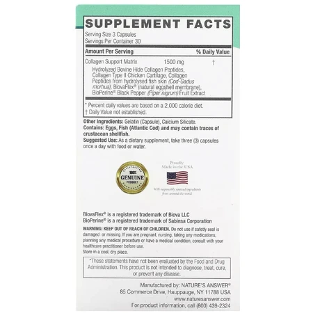 Мультиколлаген, Multi Collagen, Nature's Answer, 90 капсул: цены и характеристики