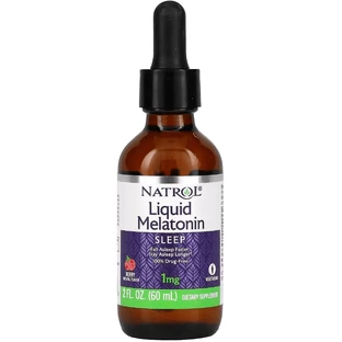 Мелатонін у краплях, 1 мг, смак ягід, Liquid Melatonin, Natrol, 60 мл