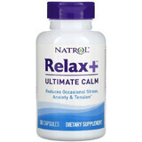 Глубокое спокойствие и уравновешенность, Relax +, Ultimate Calm, Natrol, 30 капсул