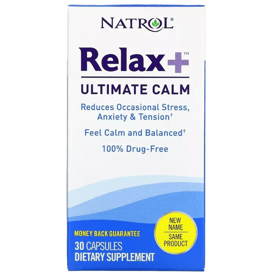 Глубокое спокойствие и уравновешенность, Relax +, Ultimate Calm, Natrol, 30 капсул: цены и характеристики