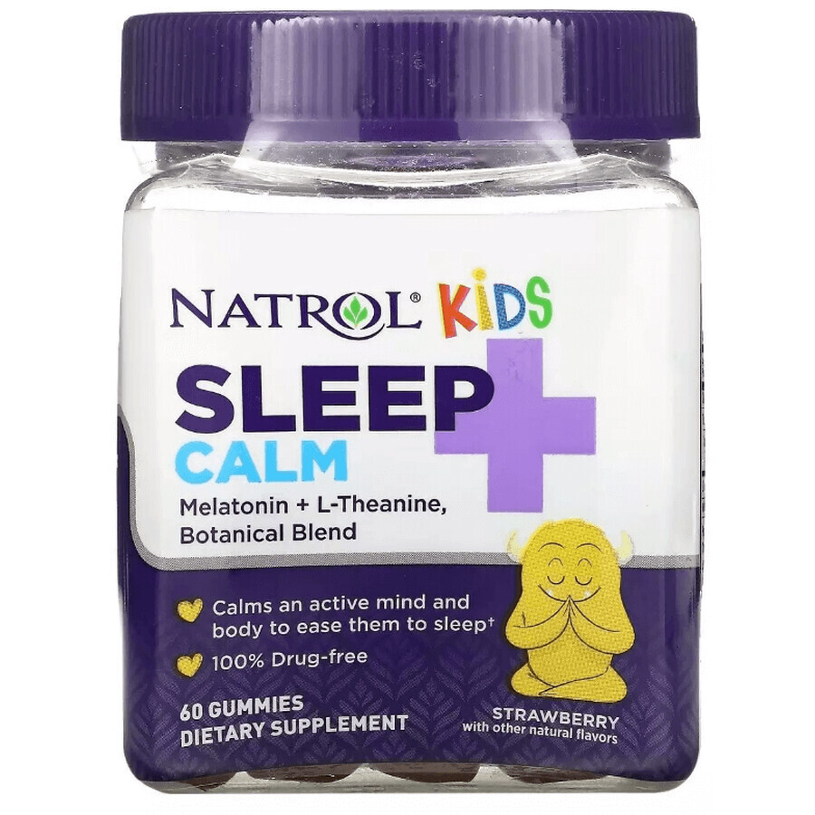 Здоровий сон дитини, смак полуниці, Kids, Sleep + Calm, Ages 4 + Up, Natrol, 60 жувальних цукерок: ціни та характеристики
