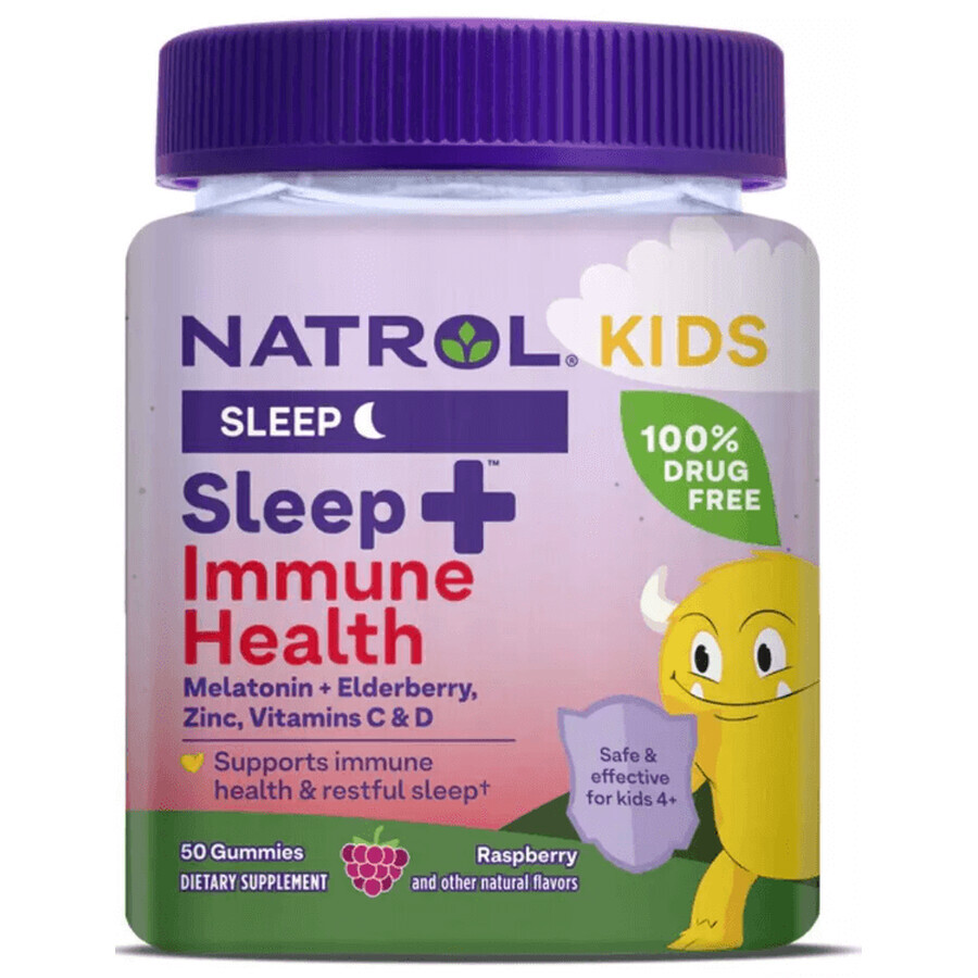 Здоровый сон и иммунитет для детей, вкус ягод, Kids, Sleep + Immune Health, Natrol, 50 жевательных конфет: цены и характеристики