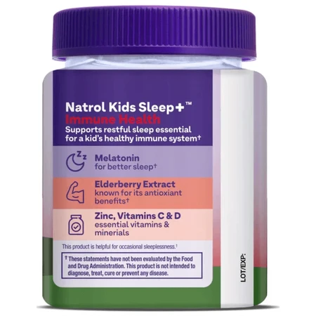 Здоровый сон и иммунитет для детей, вкус ягод, Kids, Sleep + Immune Health, Natrol, 50 жевательных конфет: цены и характеристики