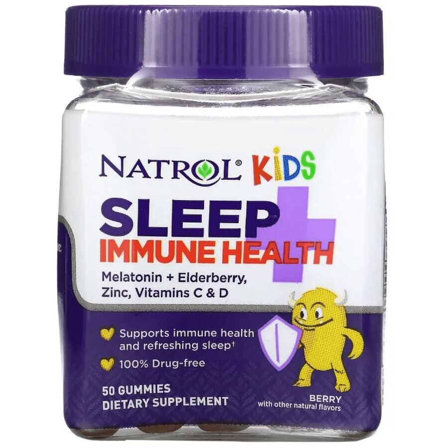 Здоровый сон и иммунитет для детей, вкус ягод, Kids, Sleep + Immune Health, Natrol, 50 жевательных конфет: цены и характеристики