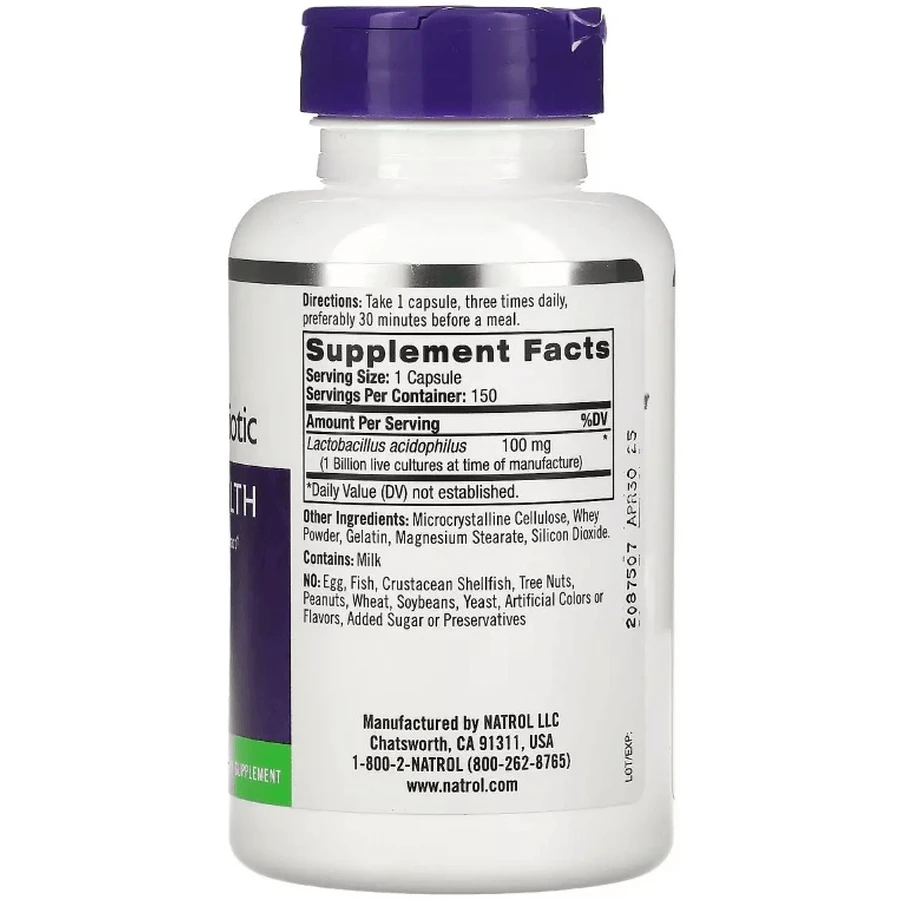 Пробіотик ацидофілус, 1 мільярд, Acidophilus Probiotic, Natrol, 150 капсул: ціни та характеристики