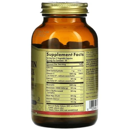 Комплекс Кверцетину з Вітаміном С, Quercetin Complex with Ester-C Plus, Solgar, 100 вегетеріанських капсул: ціни та характеристики