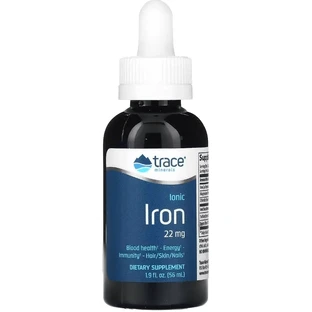 Залізо іонізоване у краплях, 22 мг, Ionic Iron, Trace Minerals, 56 мл